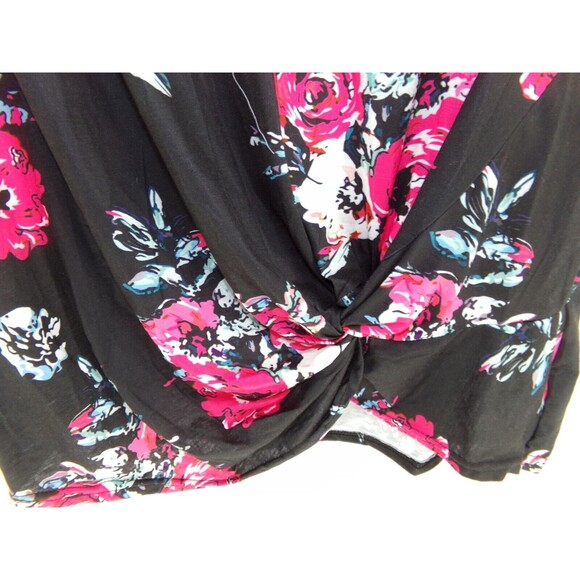 Womens Unbranded rose floral twist top size XL black - Picture 2 of 7